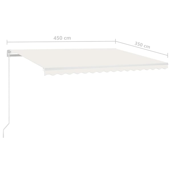 vidaXL Manuell uttrekkbar markise 450x350 cm kremhvit