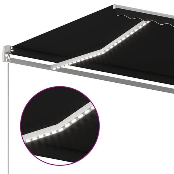 vidaXL Manuell uttrekkbar markise med LED 500x300 cm antrasitt