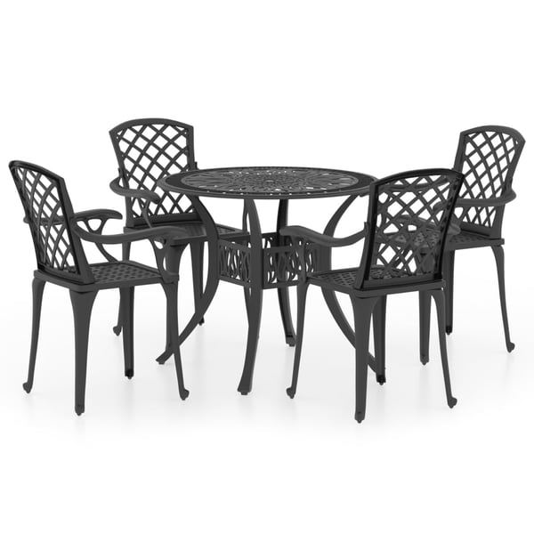 vidaXL bistrosæt 5 dele støbt aluminium sort