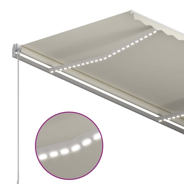vidaXL Manuell uttrekkbar markise med LED 350x250 cm kremhvit