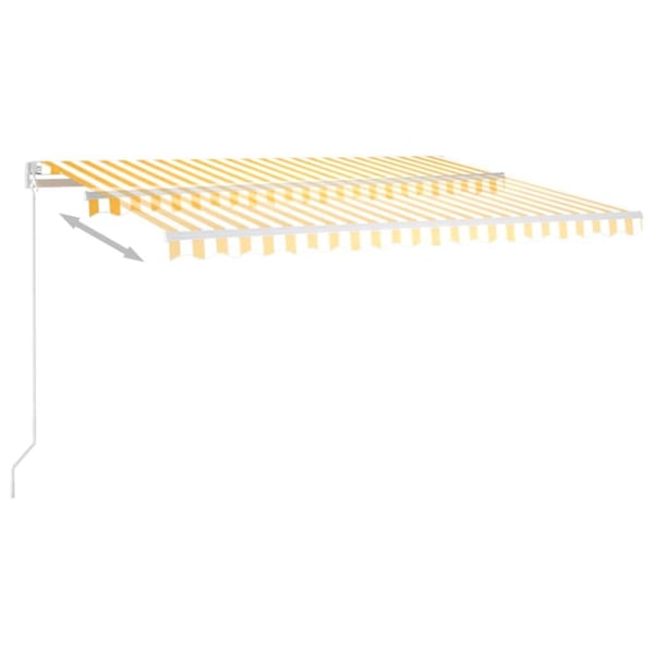 vidaXL Manuell uttrekkbar markise med LED 450x300 cm gul og hvit