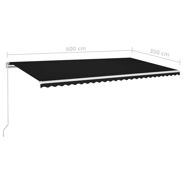 vidaXL Manuell uttrekkbar markise med LED 600x300 cm antrasitt