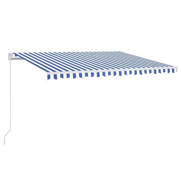vidaXL Manuell uttrekkbar markise med LED 450x350 cm blå og hvit