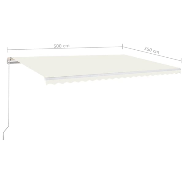 vidaXL Manuell uttrekkbar markise 500x350 cm kremhvit