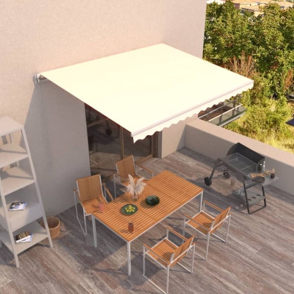 vidaXL Manuaalisesti sisäänkelattava markiisi 400x350 cm kerma
