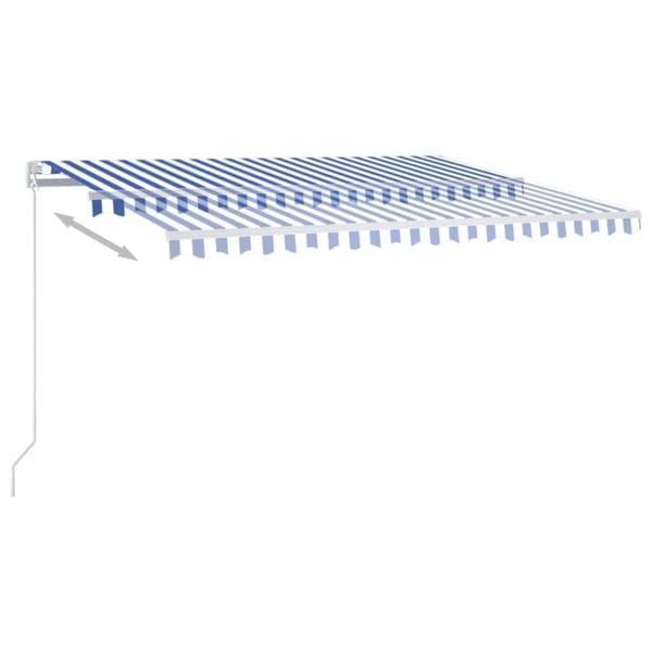 vidaXL Manuell uttrekkbar markise 400x350 cm blå og hvit