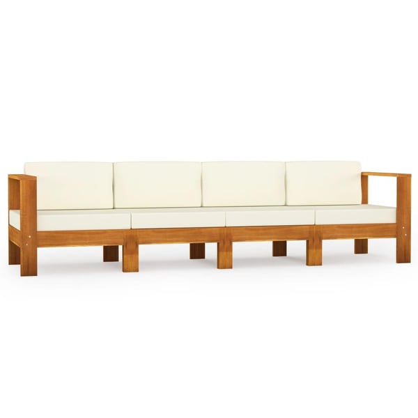 vidaXL 4-personers havesofa med cremehvide hynder massivt akacietræ