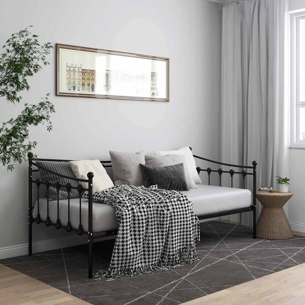 vidaXL Sängram bäddsoffa svart metall 90x200 cm