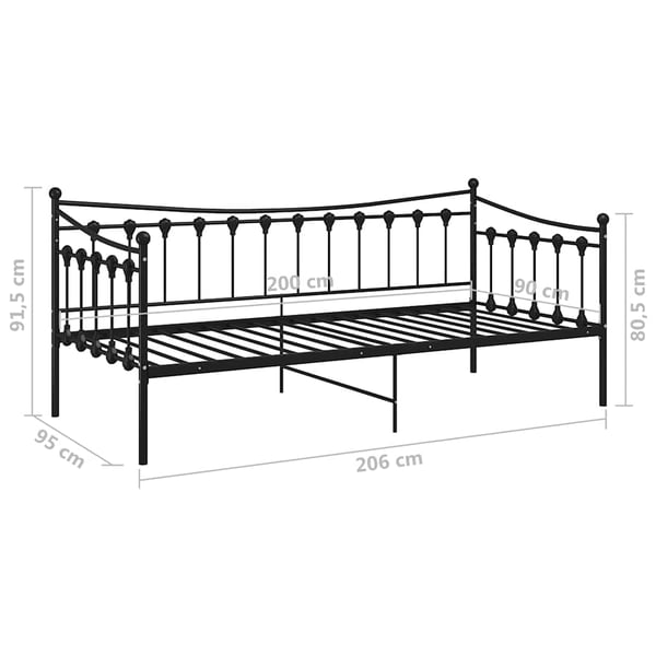 vidaXL Sängram bäddsoffa svart metall 90x200 cm