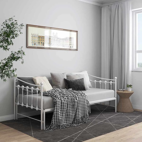 vidaXL Utdragbar sängram bäddsoffa vit metall 90x200 cm