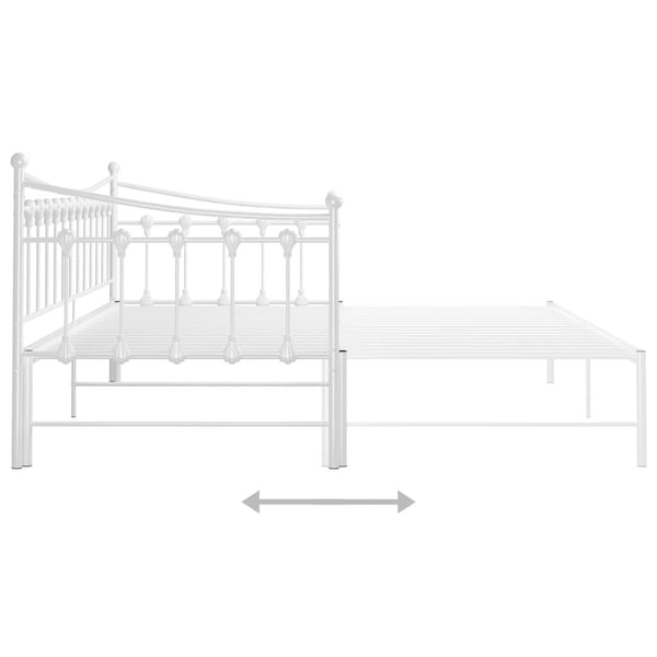 vidaXL Uttrekkbar ramme til sovesofa hvit metall 90x200 cm