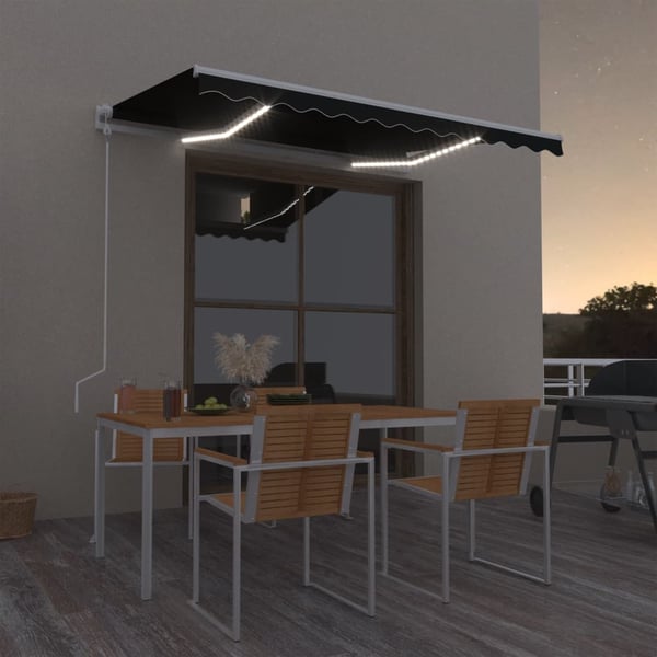 vidaXL markise m. LED + vindsensor 300x250 cm automatisk antracitgrå