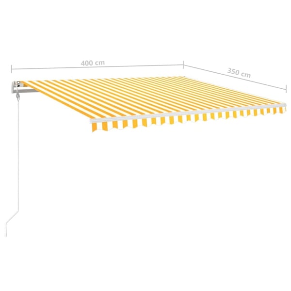 vidaXL Automatisk markise med vindsensor og LED 400x350 cm gul/hvit
