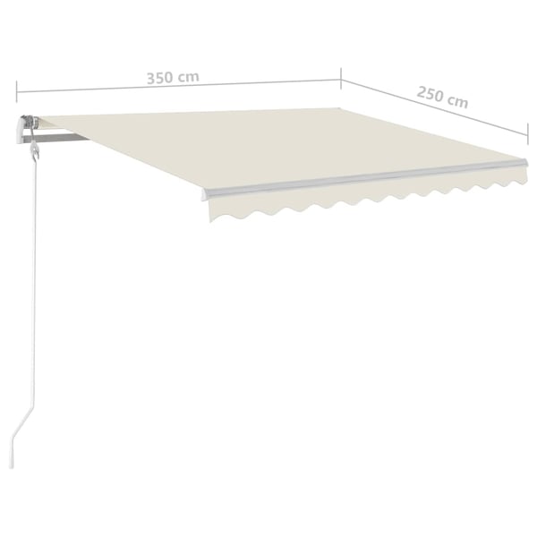 vidaXL markise m. LED + vindsensor 350x350 cm automatisk cremefarvet