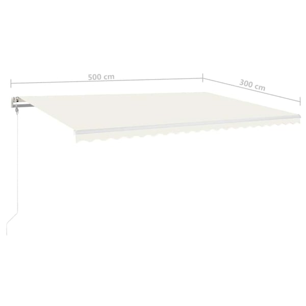 vidaXL Automatisk markise med vindsensor og LED 500x300 cm kremhvit