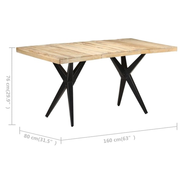 vidaXL Spisebord 160x80x76 cm grovt mangotre