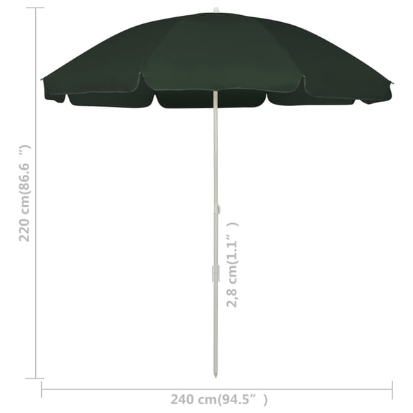 vidaXL strandparasol 240 cm grøn