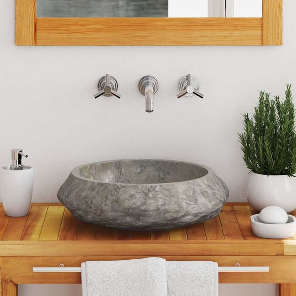 vidaXL Vask Ø40x12 cm marmor grå