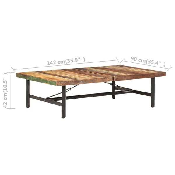 vidaXL Salongbord 142x90x42 cm gjennvunnet heltre
