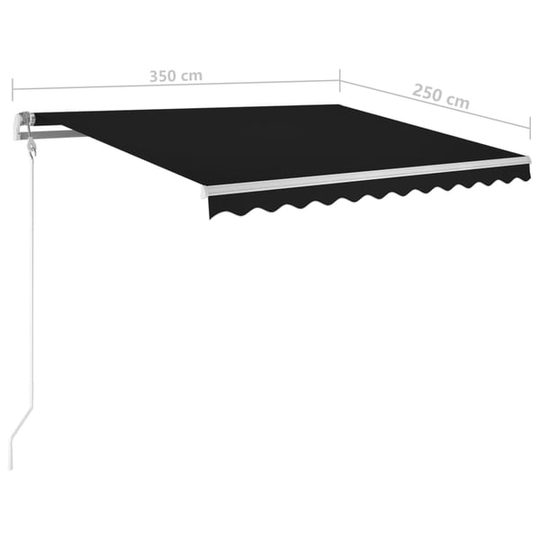 vidaXL Käsin sisäänkelattava markiisi LEDillä 3,5x2,5 m antrasiitti