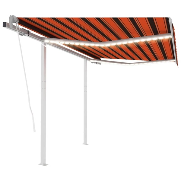 vidaXL Sisäänkelattava markiisi LED/tuulisens. 3,5x2,5 m oranssiruskea
