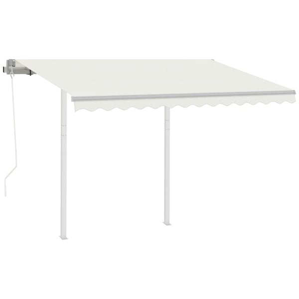 vidaXL Automatisk uttrekkbar markise med stolper 3x2,5 m kremhvit