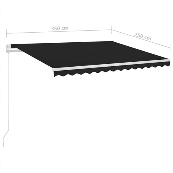 vidaXL Sisäänkelattava markiisi LED/tuulisensori 3,5x2,5 m antrasiitti