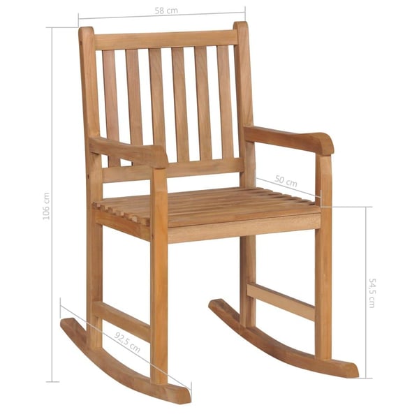 vidaXL Gungstol med rödrutig dyna massiv teak
