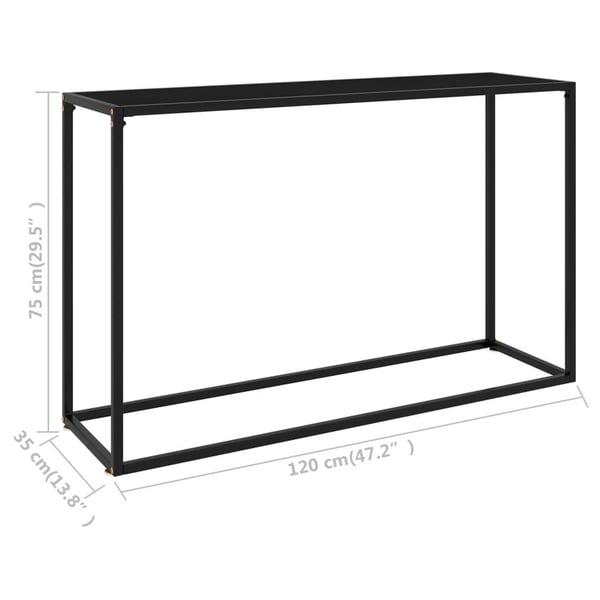 vidaXL konsolbord 120x35x75 cm hærdet glas sort
