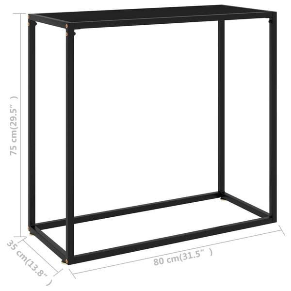 vidaXL konsolbord 80x35x75 cm hærdet glas sort