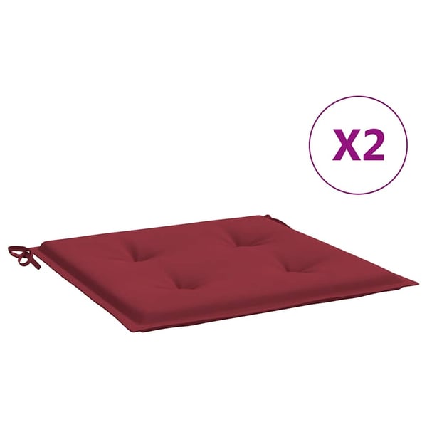 vidaXL hynder til havestol 2 stk. 40x40x3 cm oxfordstof vinrød