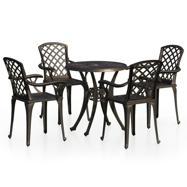 vidaXL Bistrosett 5 deler støpt aluminium bronse