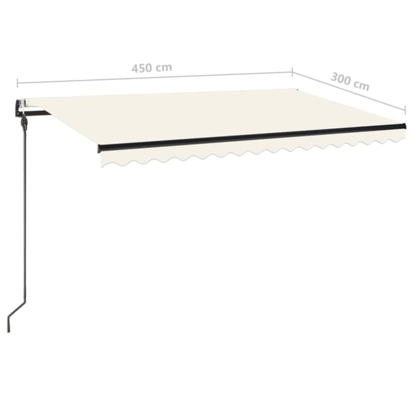 vidaXL Automatisk markise med vindsensor og LED 450x300 cm kremhvit