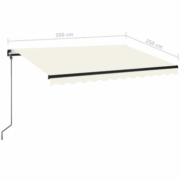 vidaXL Manuell uttrekkbar markise med LED 350x250 cm kremhvit