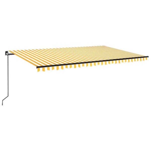 vidaXL Manuell uttrekkbar markise med LED 500x300 cm gul og hvit