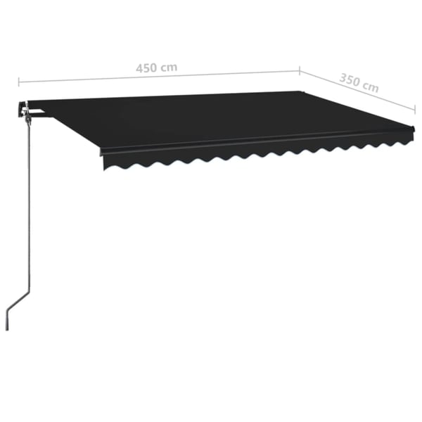 vidaXL Manuell uttrekkbar markise 450x350 cm antrasitt