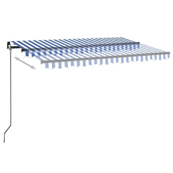 vidaXL Automatisk markise med vindsensor og LED 400x300 cm blå og hvit