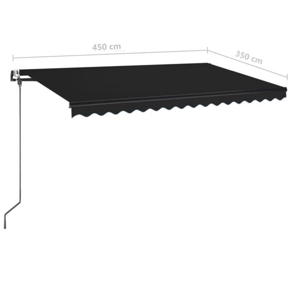 vidaXL Automatisk uttrekkbar markise 450x350 cm antrasitt