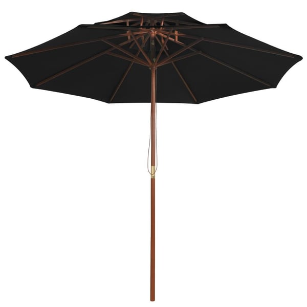 vidaXL Dobbel parasoll med trestang 270 cm svart