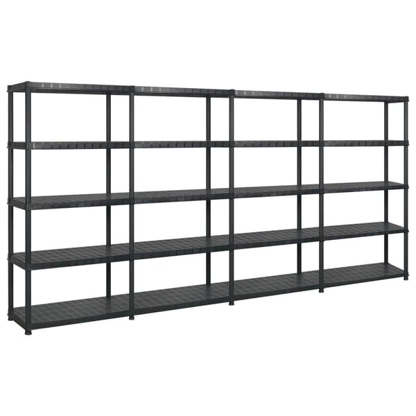 vidaXL Oppbevaringshylle 5 nivåer svart 366x45,7x185 cm plast