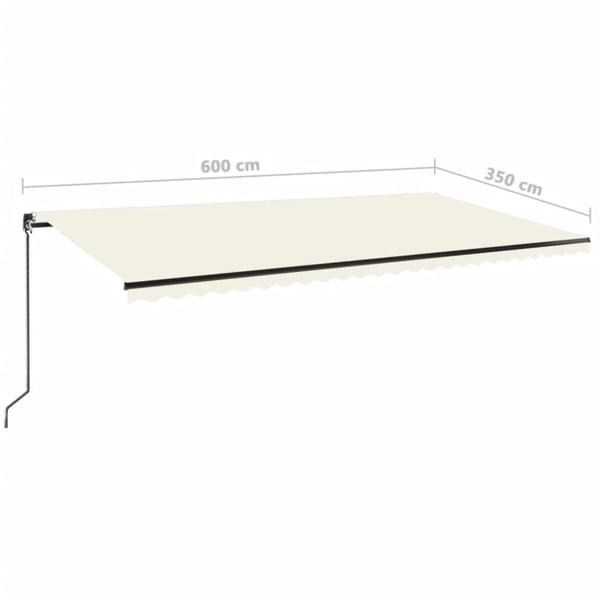 vidaXL Manuell uttrekkbar markise med LED 600x350 cm kremhvit
