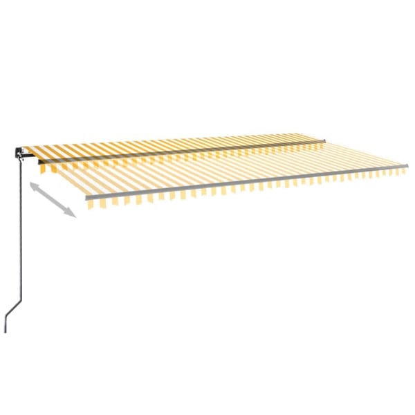 vidaXL Manuell uttrekkbar markise med LED 600x350 cm gul og hvit