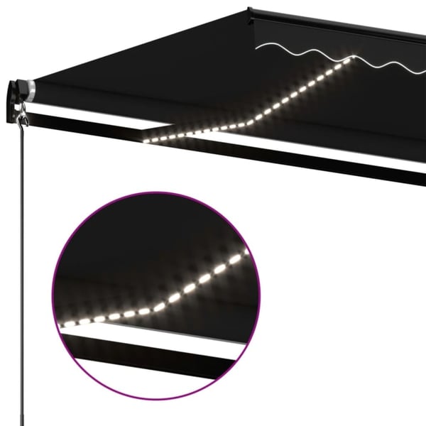 vidaXL Manuell uttrekkbar markise med LED 500x350 cm antrasitt