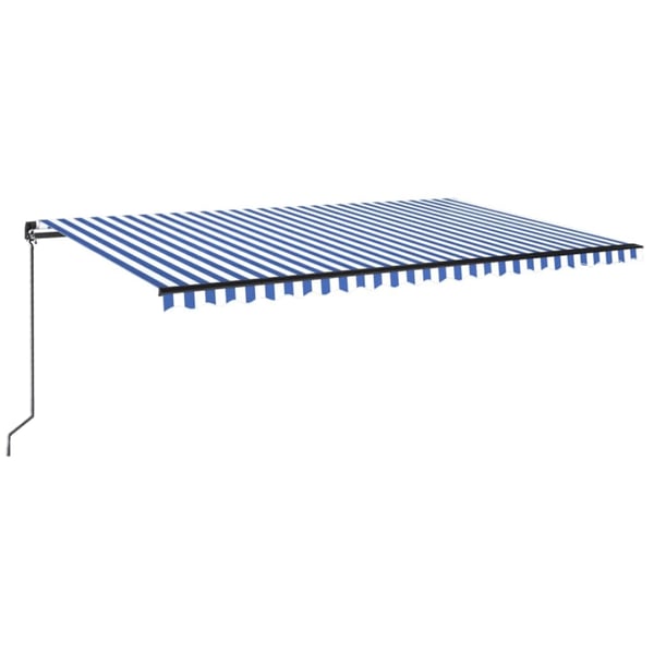 vidaXL Manuell uttrekkbar markise med LED 500x350 cm blå og hvit