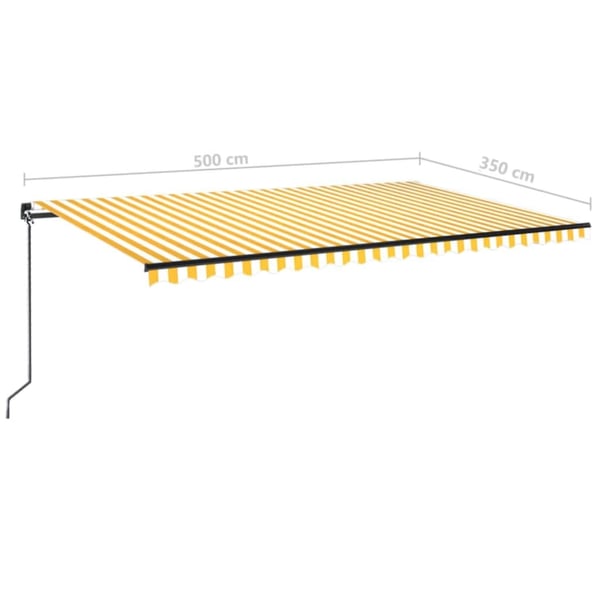vidaXL Manuell uttrekkbar markise med LED 500x350 cm gul og hvit