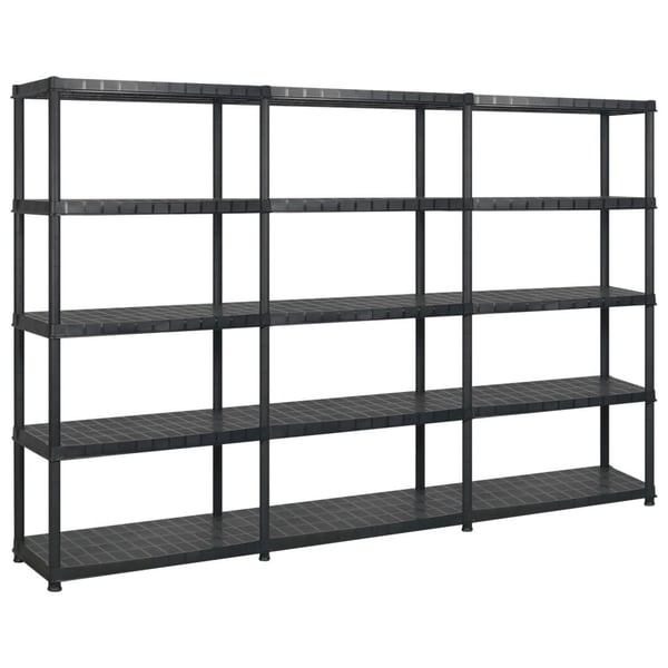 vidaXL Oppbevaringshylle 5 nivåer svart 274,5x45,7x185 cm plast