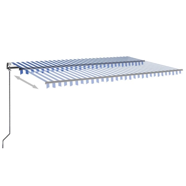 vidaXL Automatisk markise med vindsensor og LED 500x300 cm blå og hvit