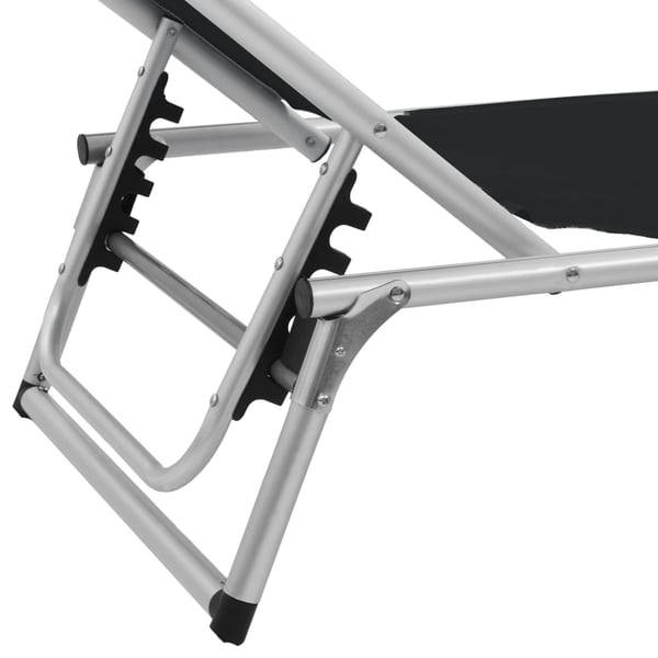 vidaXL foldbare liggestole m. baldakin 2 stk. aluminium textilene sort
