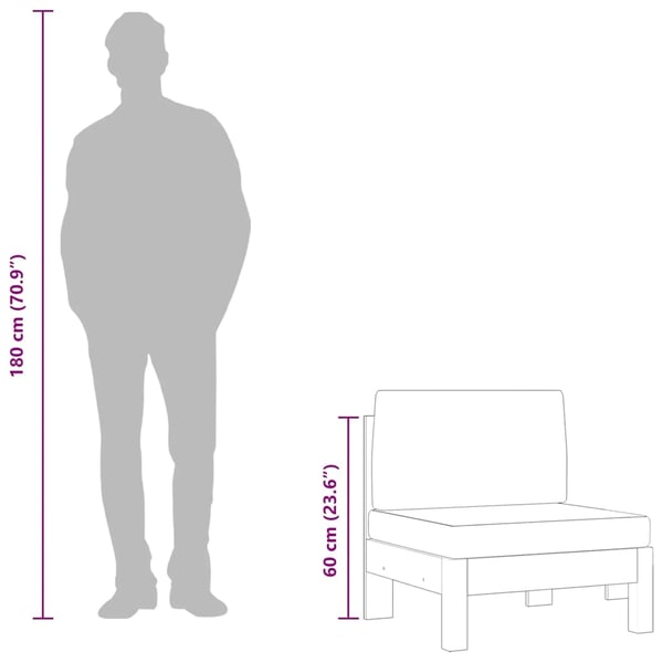vidaXL midterdel til sofa cremefarvde hynder massivt akacietræ