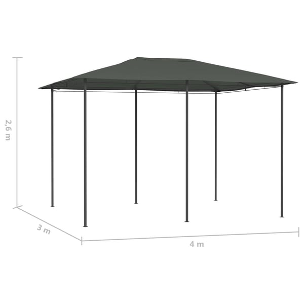 vidaXL Paviljong 3x4x2,6 m antrasitt 160 g/m²